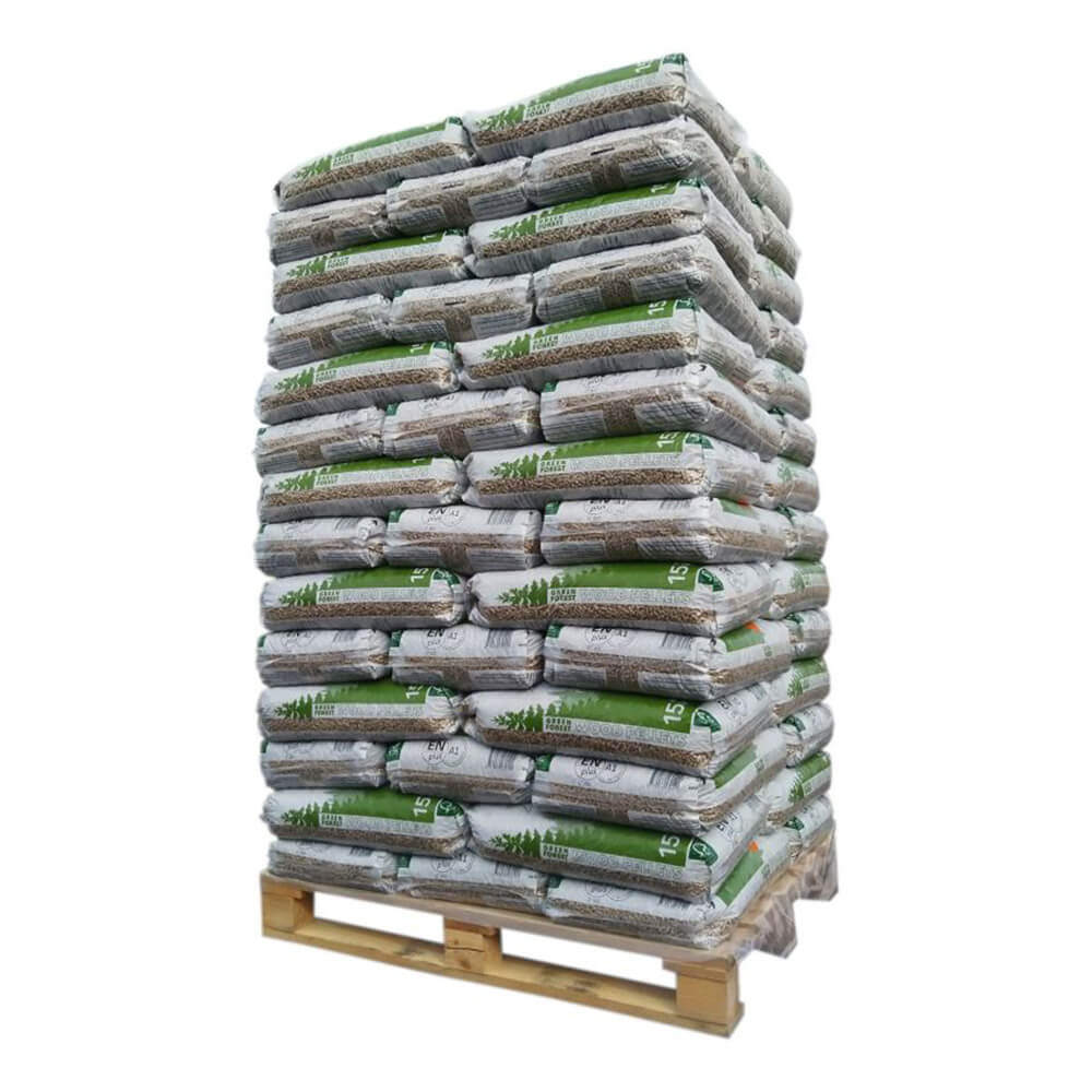 Green Forest-Pellets – Palette mit 70 Säcken à 15 kg